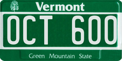 VT license plate OCT600
