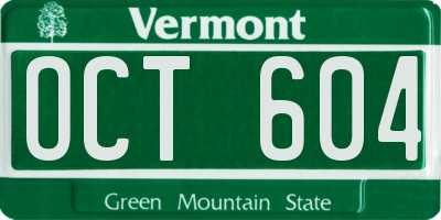 VT license plate OCT604