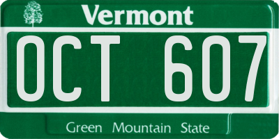 VT license plate OCT607