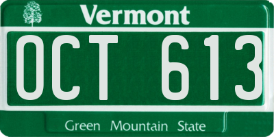 VT license plate OCT613