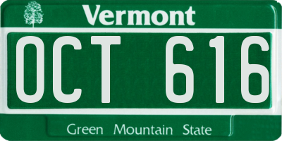 VT license plate OCT616