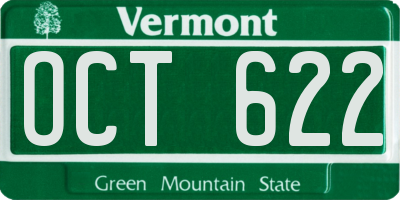 VT license plate OCT622