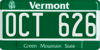 VT license plate OCT626