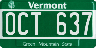 VT license plate OCT637