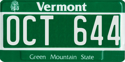 VT license plate OCT644