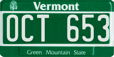 VT license plate OCT653