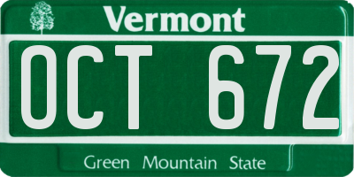 VT license plate OCT672