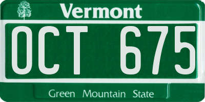 VT license plate OCT675