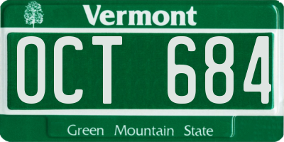 VT license plate OCT684