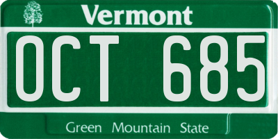 VT license plate OCT685