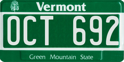 VT license plate OCT692
