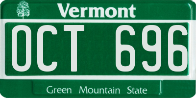 VT license plate OCT696