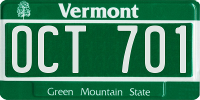 VT license plate OCT701