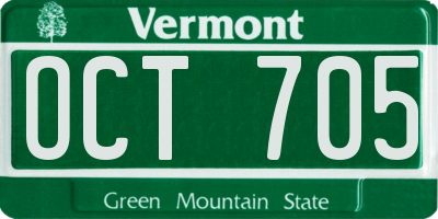 VT license plate OCT705