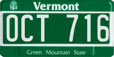 VT license plate OCT716
