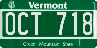 VT license plate OCT718