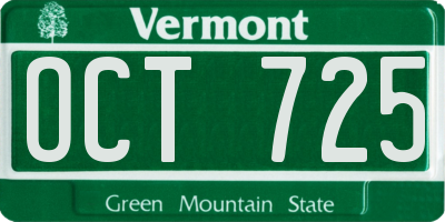 VT license plate OCT725