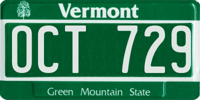 VT license plate OCT729