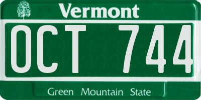 VT license plate OCT744