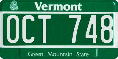 VT license plate OCT748