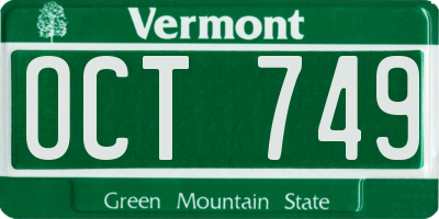 VT license plate OCT749