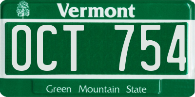 VT license plate OCT754