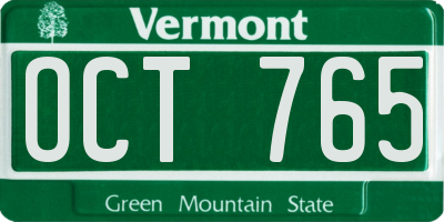 VT license plate OCT765