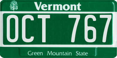 VT license plate OCT767
