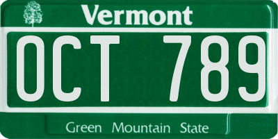 VT license plate OCT789