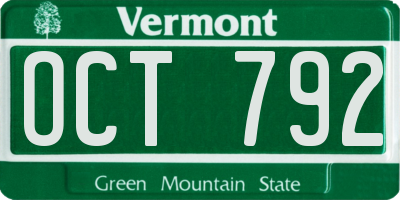 VT license plate OCT792