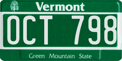 VT license plate OCT798
