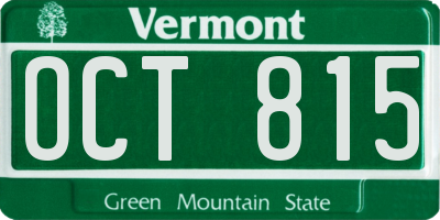 VT license plate OCT815