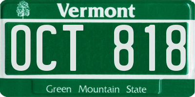 VT license plate OCT818