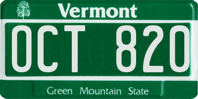 VT license plate OCT820