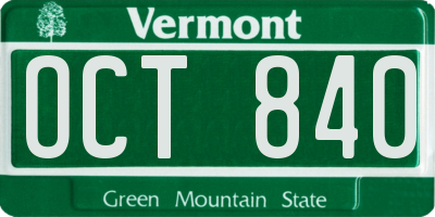 VT license plate OCT840