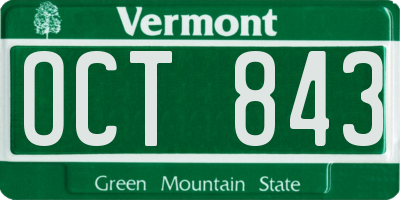VT license plate OCT843