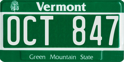 VT license plate OCT847