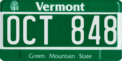 VT license plate OCT848