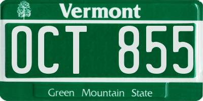 VT license plate OCT855