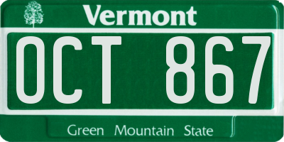 VT license plate OCT867