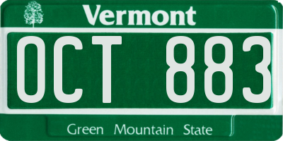 VT license plate OCT883