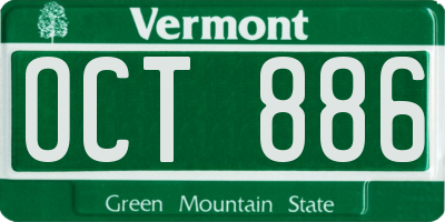 VT license plate OCT886