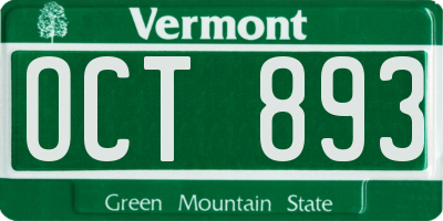 VT license plate OCT893