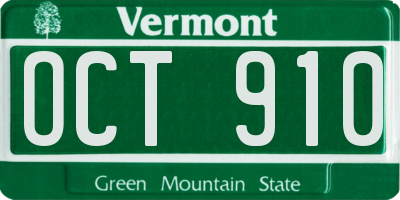 VT license plate OCT910