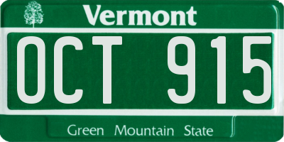 VT license plate OCT915