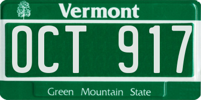 VT license plate OCT917