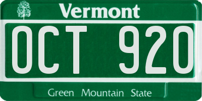 VT license plate OCT920