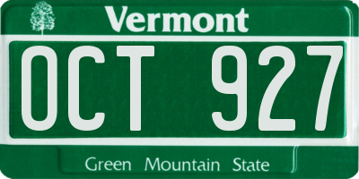 VT license plate OCT927