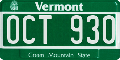 VT license plate OCT930