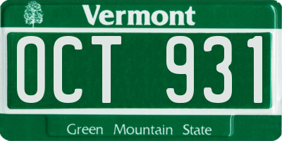 VT license plate OCT931